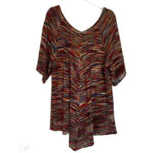 Faded Glory Women Sweater XXL Multicolor Open Knit Boho Festival Granola Girl
